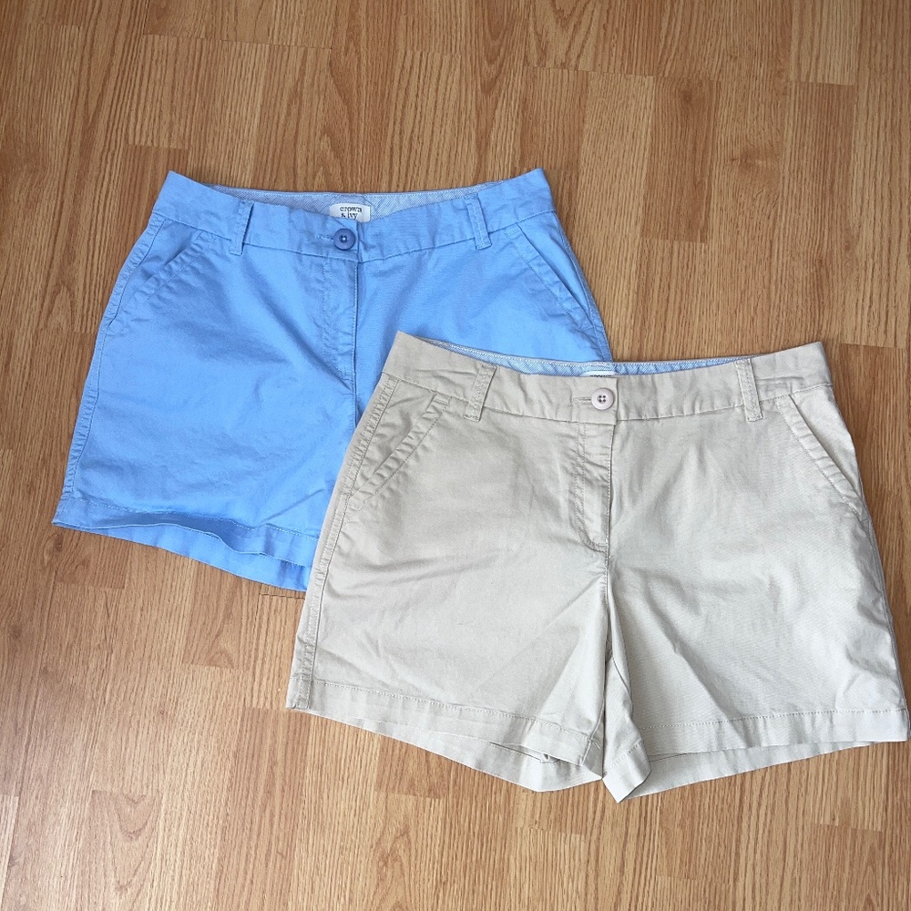 Crown & Ivy Caroline Bundle of 2 Blue and Khaki Cotton Shorts Size 6